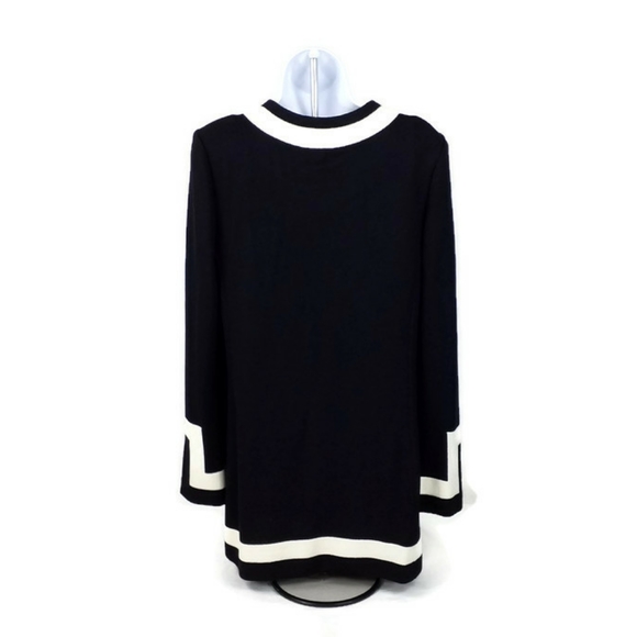 St. John Black White Open Front Long Sleeve Cardigan Sweater Womens Size 8 NWT - Picture 5 of 13